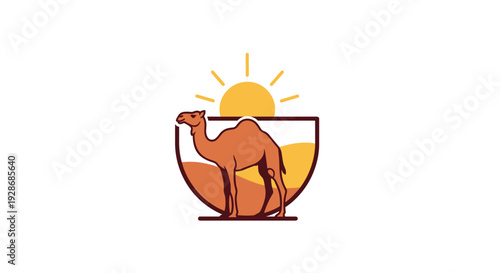 Camel Sitting Inside a Coffee Cup.