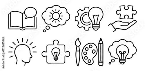 Set of 10 creative thinking icons vector