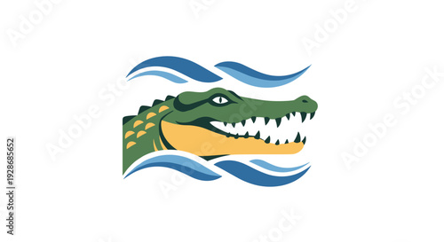 Cartoon Alligator Head with Open Mouth.