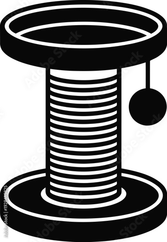 Cat Scratching Post with Hanging Ball Vector Icon for Pet Care and Play