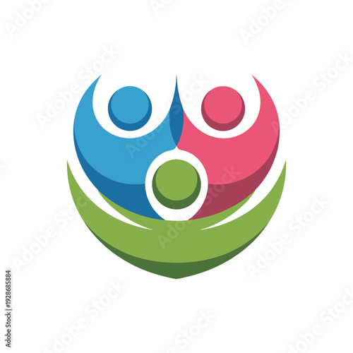 Abstract logo representing community, unity, and connection between people