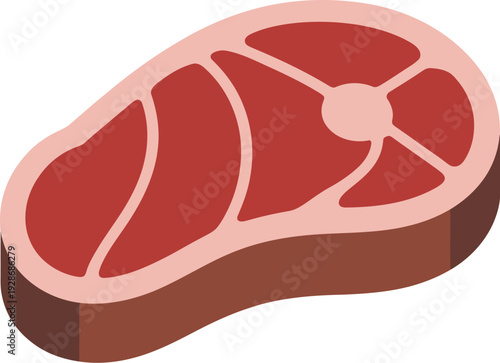 Raw Beef Steak Cut Vector Icon Meat Slice with Marbling Detail Food Ingredient Symbol Culinary Sub-Niche