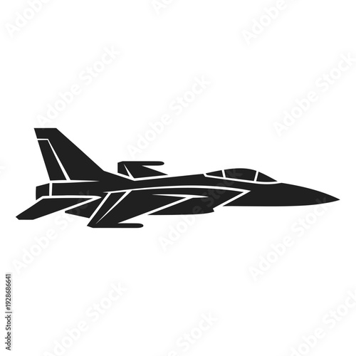 Modern Fighter Jet Silhouette, Stealth Aircraft, Military Air Force, Aviation Icon