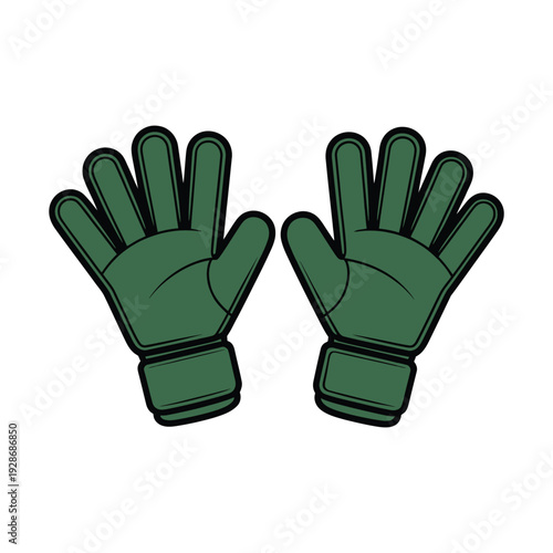A pair of green goalkeeper gloves are ready for action.
