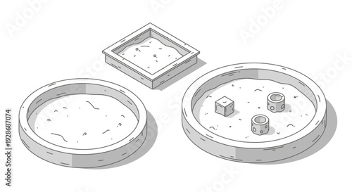 Petri dishes with culture medium and cubes.