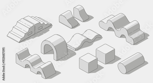 3D Isometric Plastic Tunnel Playground Set.