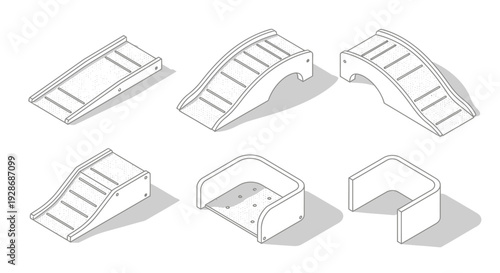 Skateboard ramps set skateboarding obstacles action sport equipment.