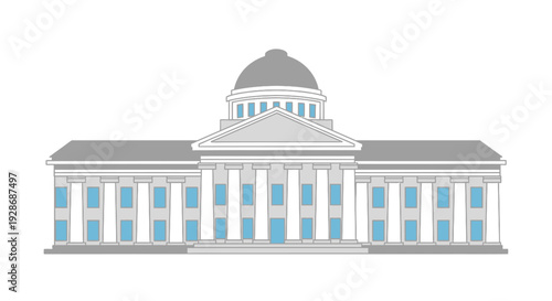 Architectural illustration of a classical building with columns and dome