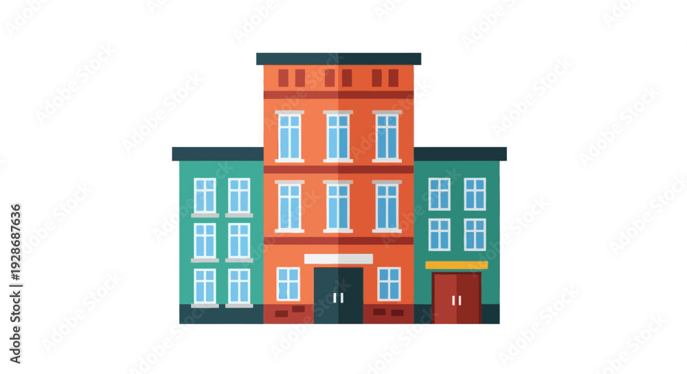 Naklejka premium Colorful buildings illustration urban architecture design on white background