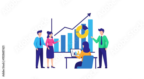 Business team analyzing financial data with growth charts and diagrams