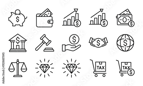 Set of 16 finance icons vector