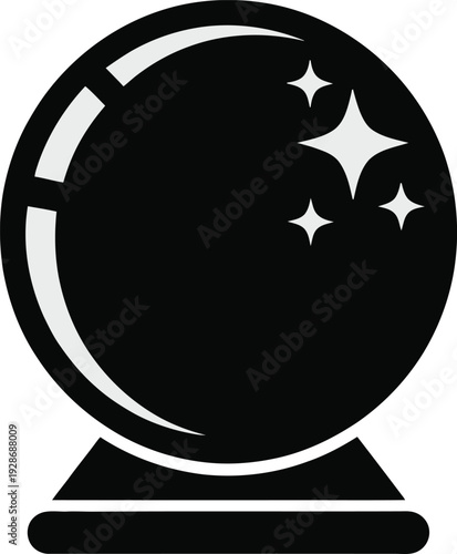 Crystal Ball with Sparkles on Stand Fortune Telling Object Mystical Divination Tool Clairvoyance Symbol Vector Graphic