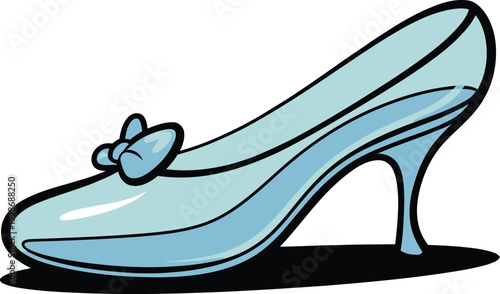 Glass Slipper with Bow Detail Fairy Tale Shoe Fantasy Object Enchanted Footwear Cinderella Concept Magic Icon