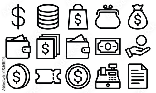 Set of 15 finance icons vector