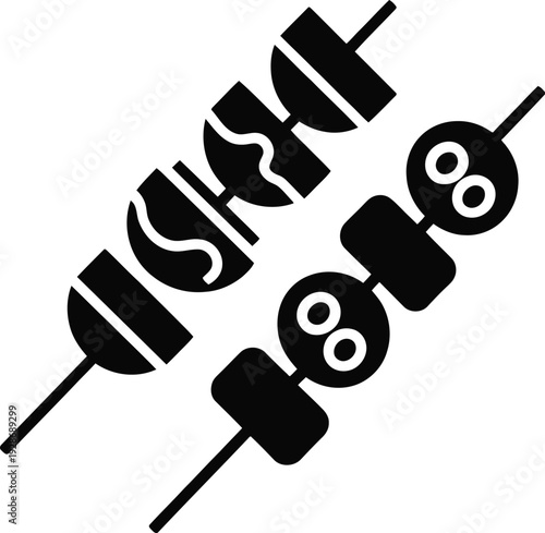 Barbecue Skewers with Meat and Vegetables Icon Grilled Food Vector Illustration for Culinary and Food Service