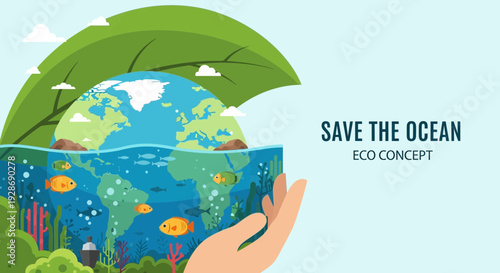 Protecting the planet with eco friendly hands saving ocean