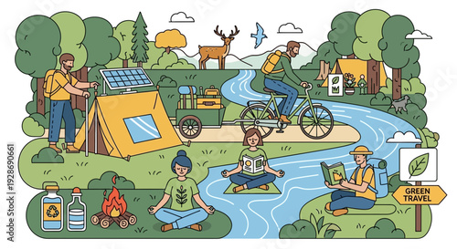 vector illustration Green Travel and Camping