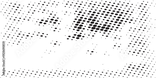 PrintHalftone is black and white. A chaotic pattern of dots on a white background