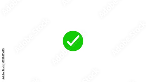Green check mark animation on a white background approval symbol confirmation and success tick mark for positive feedback and validation sign in a minimalist concept for user