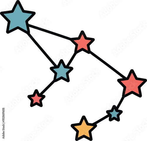 Stylized Constellation of Stars Connected by Lines Celestial Pattern Astrology Concept Vector