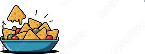 Tortilla Chips with Olives and Salsa in Bowl Appetizer Snack Mexican Food Vector