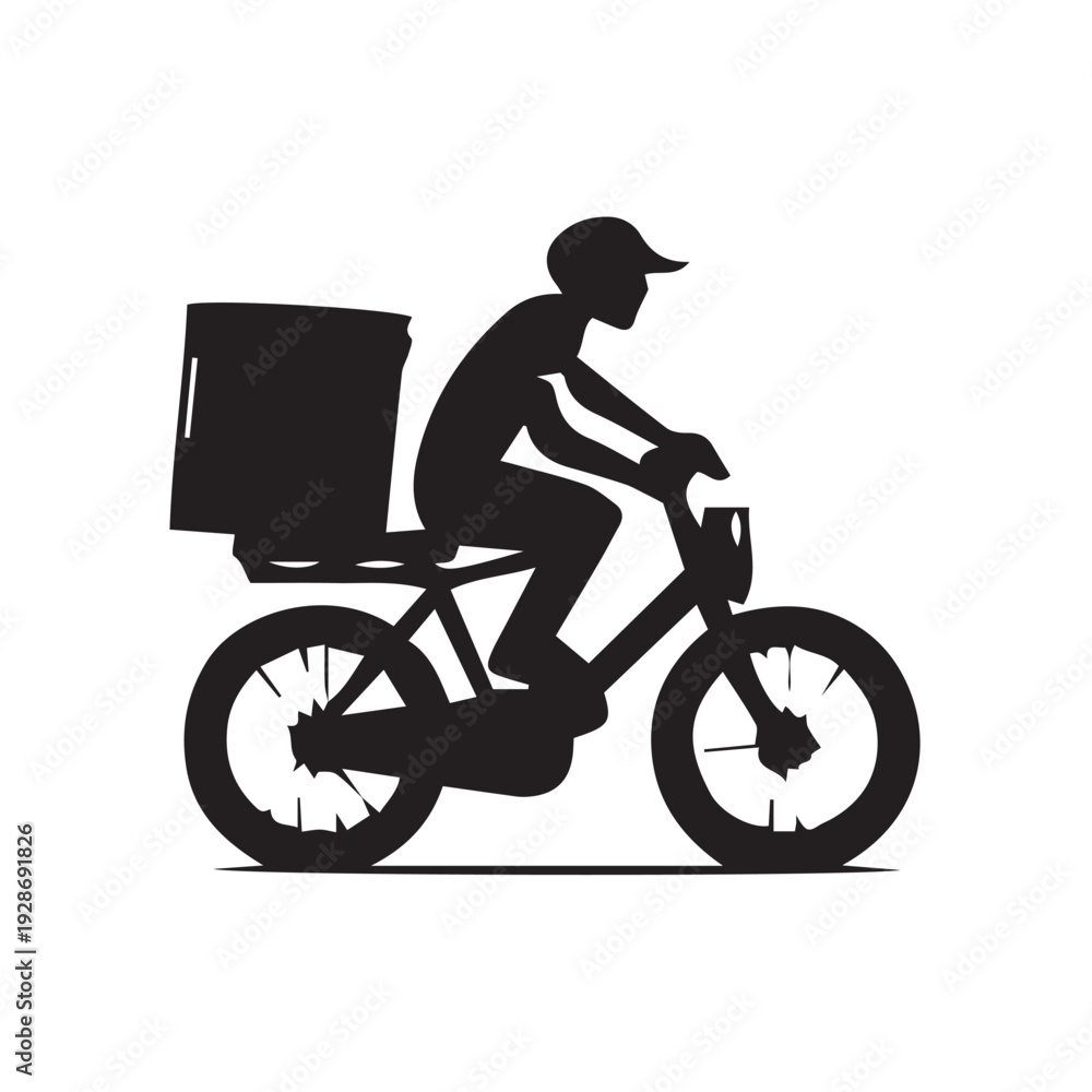 Naklejka premium silhouette of a bike delivery boy