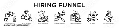 Hiring Funnel web banner icon illustration concept