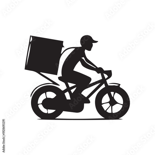 silhouette of a delivery boy on bike