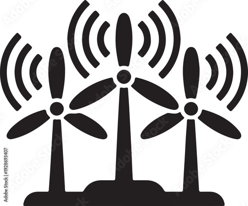 wind turbines with radio wave signal icon vector illustration