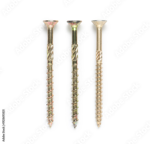 Row of screws isolated on w...