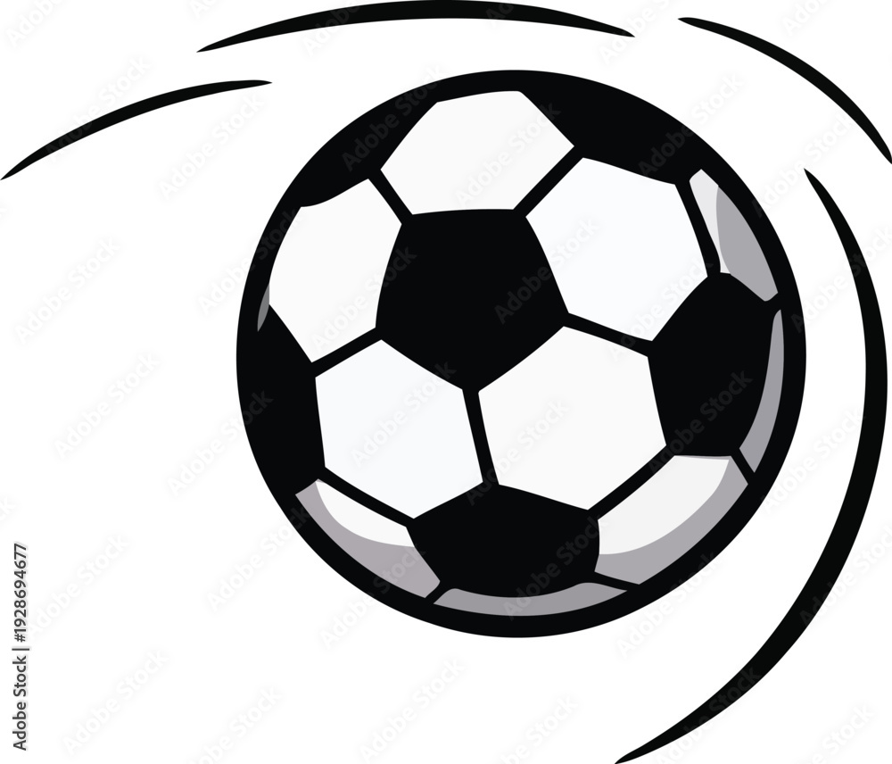Obraz premium Soccer ball in motion dynamic lines black and white sports graphic vector illustration
