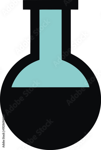 Round Bottom Flask with Blue Liquid for Scientific Experiments and Chemistry Education