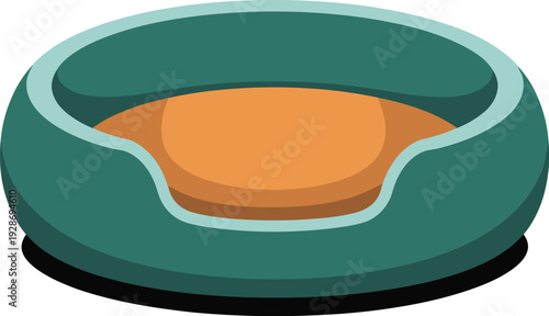 Round Pet Bed with Orange Cushion Comfortable Canine Lounger Vector Illustration for Animal Care