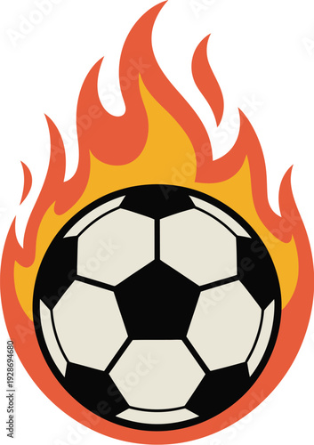 Soccer ball on fire vector graphic representing intense game action and passion for the sport