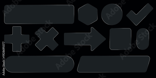 Neon glowing frames, colorful night banners, light effect, bright illuminated borders. Rounded rectangles are design elements