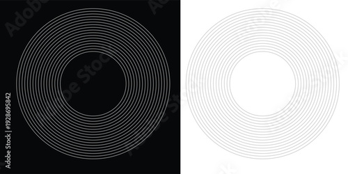 Abstract background with lines in circle. Art design spiral as logo or icon. A black figure on a white background and an equally white figure on the black side.