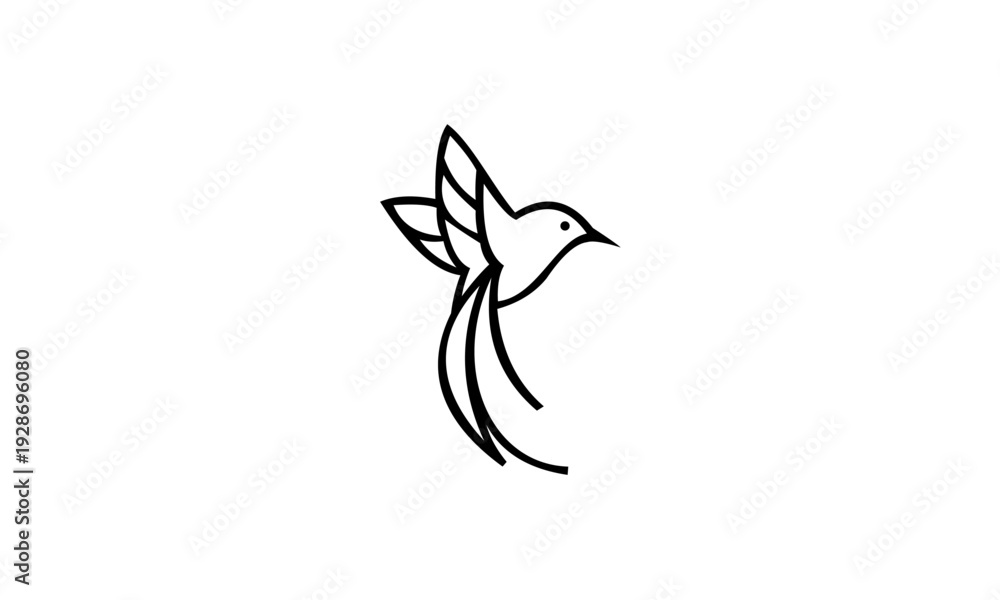 Obraz premium Minimalist Line Art of a Hummingbird in Flight.