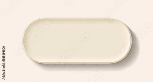 A minimalist, cream-colored, rounded rectangle with a slight shadow, floating against a pale backdrop