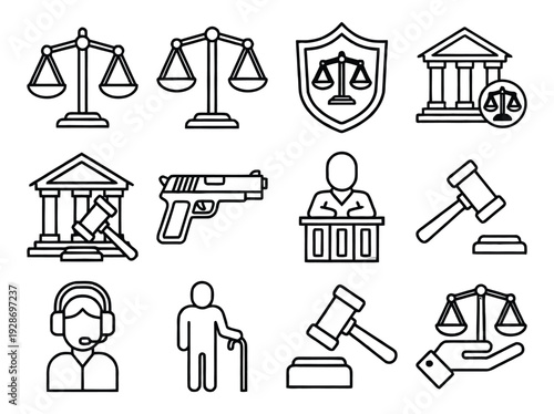 Set of 10 law icons vector
