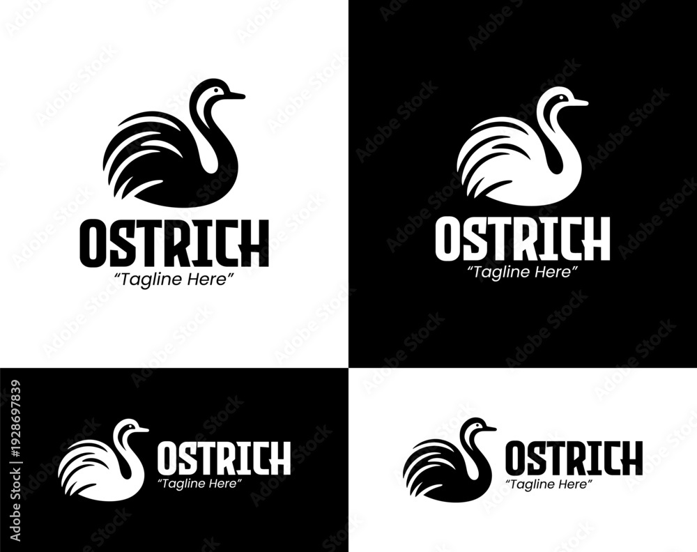 Obraz premium Modern Minimalist Ostrich Logo for Wildlife and Corporate Branding