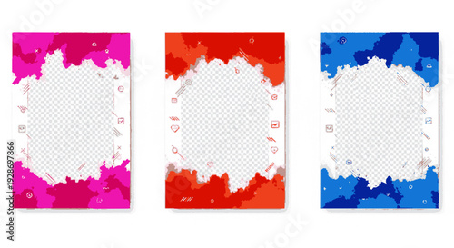 Vibrant colorful paint splash templates for creative design projects and presentations with white text space