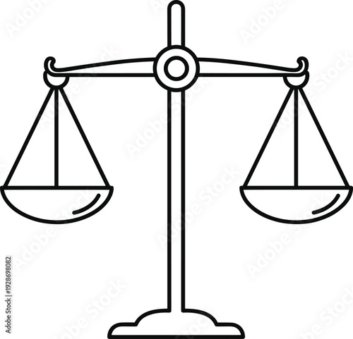 Balance scale vector illustration, justice equality symbol, law and fairness concept, legal balance design, measurement weight icon, business ethics metaphor