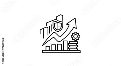 Financial growth concept icon showing rising profits security and efficient process optimization