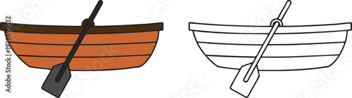 Classic Wooden Rowing Boat with Oar