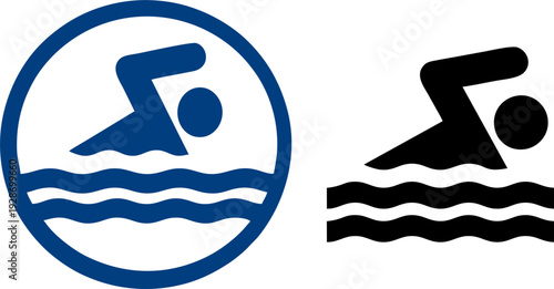 Swimmer Figure in Water Circular Icon
