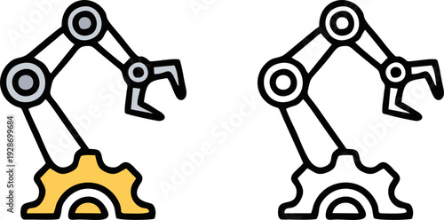 Industrial Robotic Arm with Gear Icon