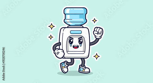 Cheerful Cartoon Washing Machine Mascot in Action.