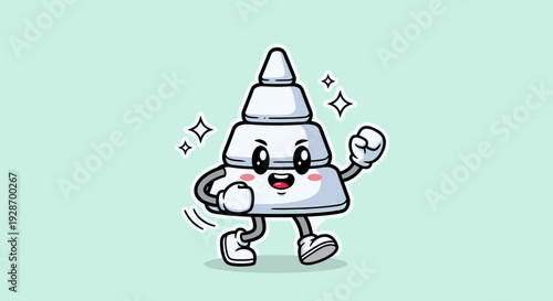 Cheerful Ice Cream Cone Cartoon Mascot Character.