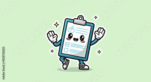 Cheerful Clipboard Mascot Dancing Illustration Character.