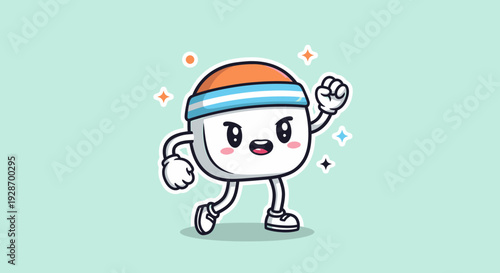 Cheerful Mascot Ball Runner Illustration in Motion.
